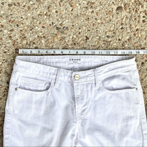 Frame Le Grand Garçon White Denim Mid-Rise Jeans Size 26 - Picture 6 of 12